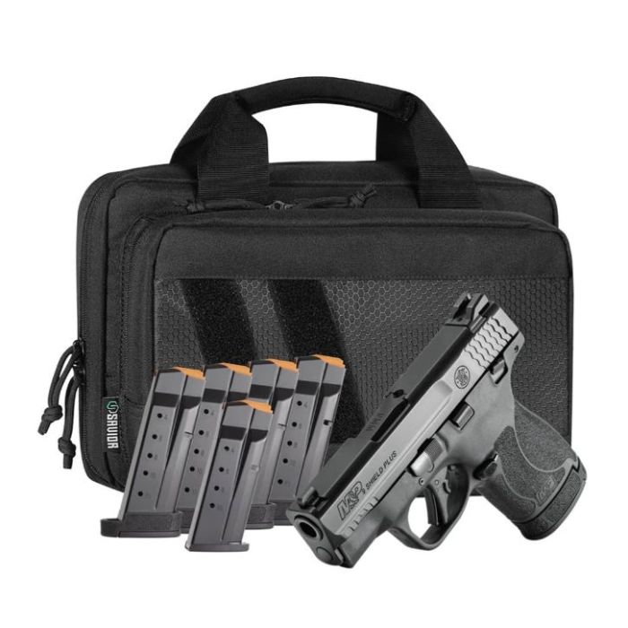 mith & Wesson M&P9 Shield Plus Carry On Bundle, 9mm, TS, Savior Bag, 1x10rd; 5x13rd