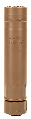 Rugged Suppressors RZRFDE762 Razor762 30 Cal (7.62mm), Rate Up To 300 RUM, 6.40" L FDE Cerakote Stainless Steel, 5/8"-24 tpi R3 Flash Hider Included