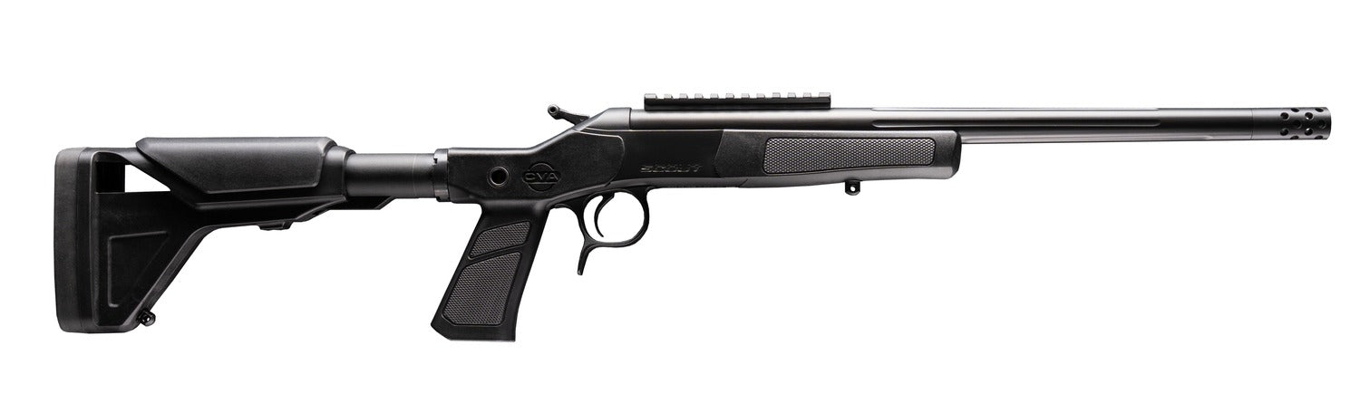 CVA CR4437XP Scout XP-SB 308 Win 1rd 16.50" Graphite Black Cerakote Fluted Threaded Barrel, Matte Stainless Steel Receiver w/Picatinny Rail, Black Adj Buffer Tube Synthetic Stock, Black Grip