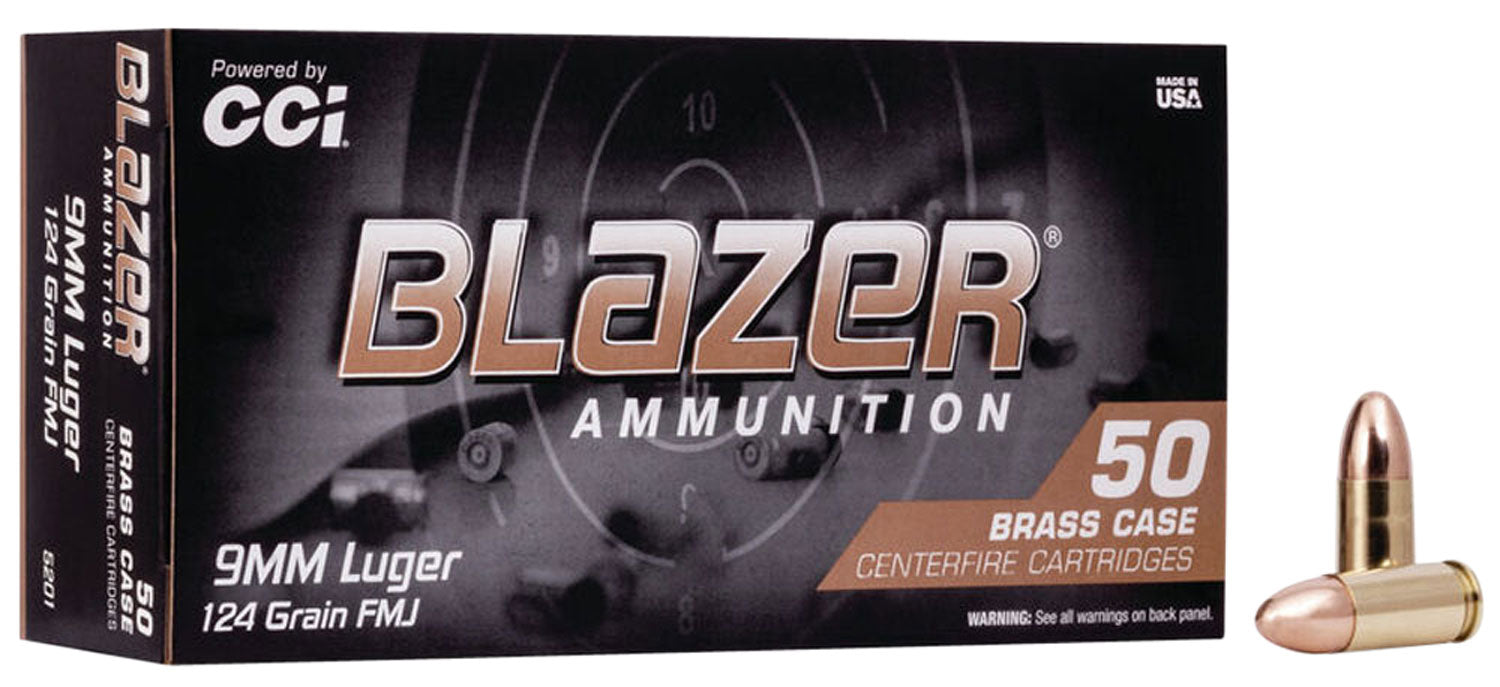 Blazer 9mm 124 grain FMJ- 50 round box