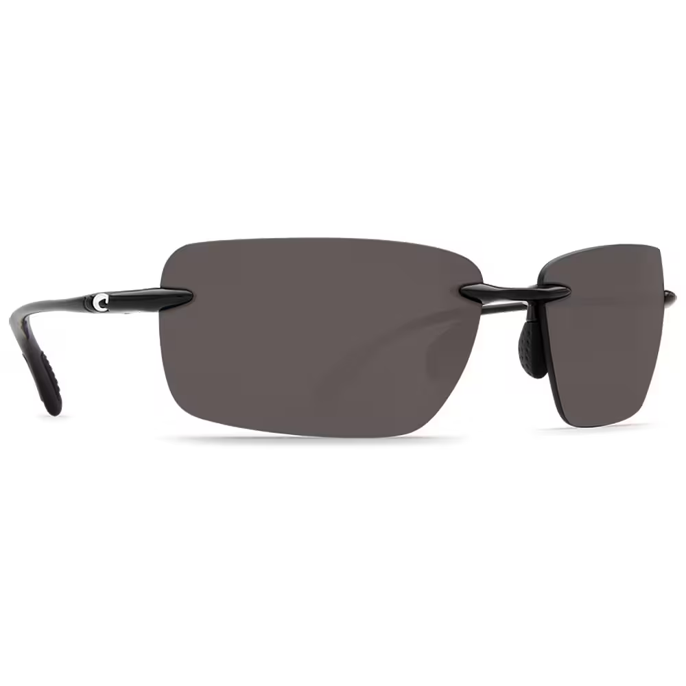 Costa Gulf Shore Shiny Black Frame Sunglasses w/Gray 580P Lenses 06S9074-90740266