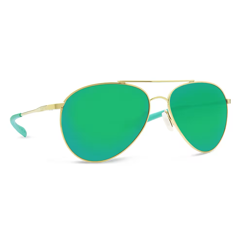 Costa Piper Shiny Gold Frame Sunglasses w/Green Mirror 580P Lenses 06S6003-60030558
